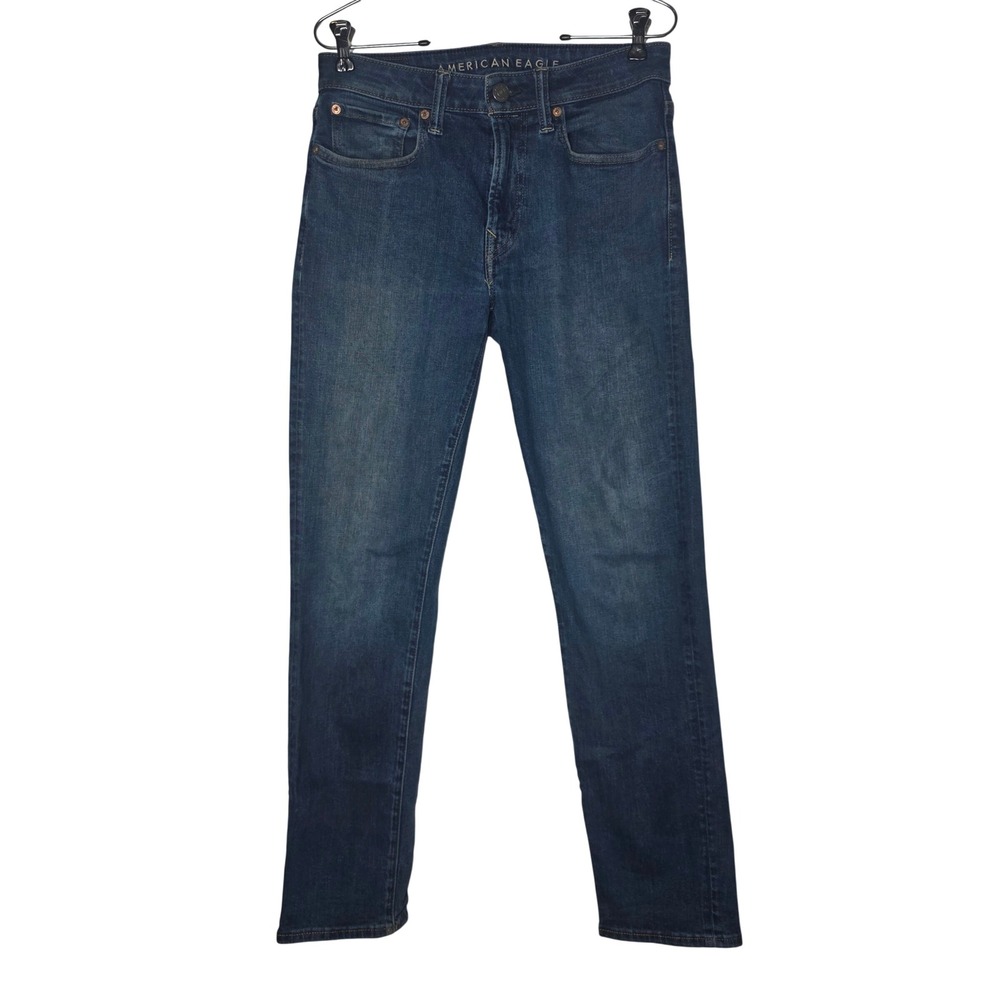 American Eagle Mens Airflex+ Slim Straight Jeans Dark Wash 28x32 Indigo